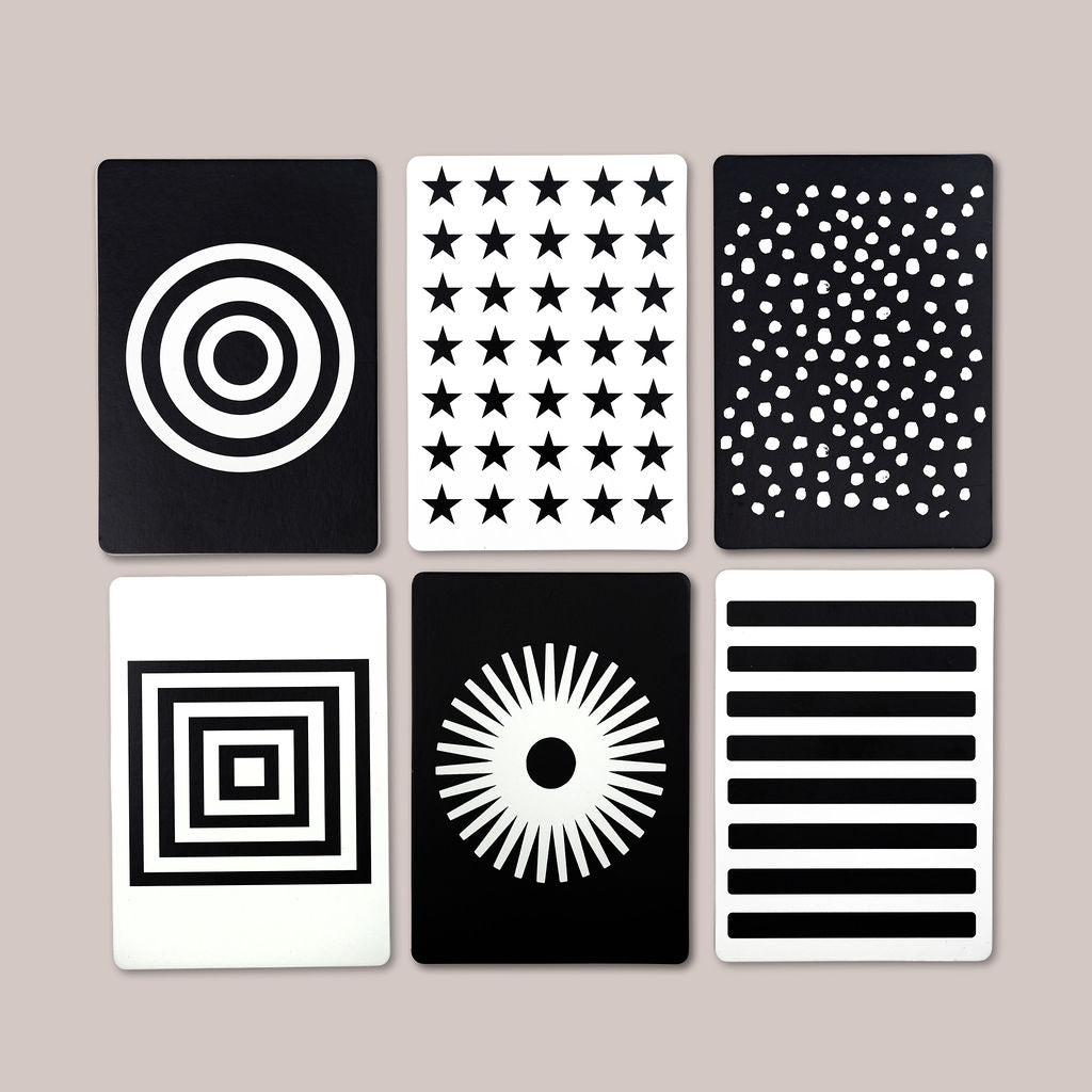 Set of six Black and White Contrast cards for baby visual development