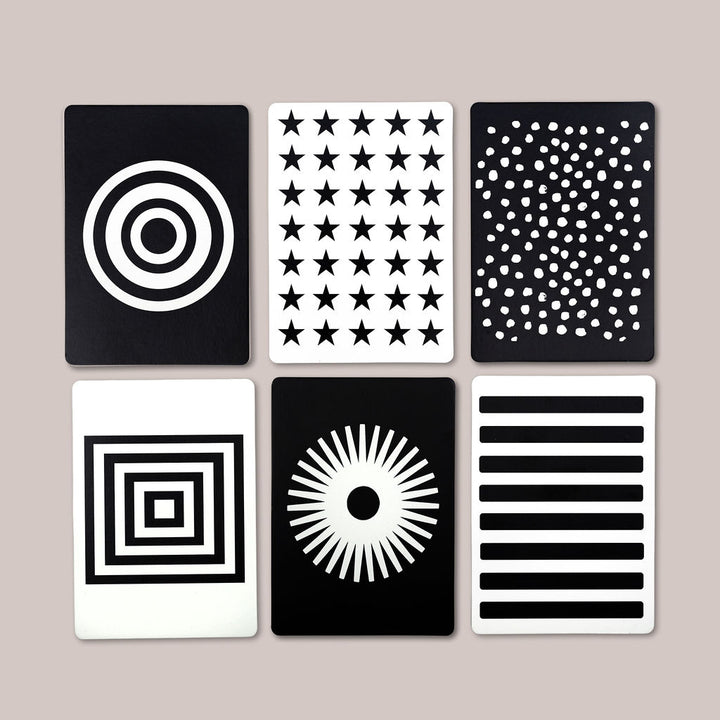 Set of six Black and White Contrast cards for baby visual development